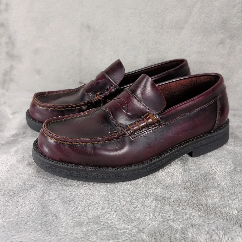 G.H. Bass & Co. Antaries Boys 2.5M Brown Leather Penny Loafers Moc Toe Shoes